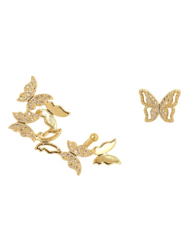 Copper Cubic Zirconia Butterfly Dainty Stud Trend Korean Fashion Earring