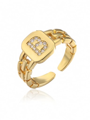 B Brass Cubic Zirconia Letter Vintage Band Ring