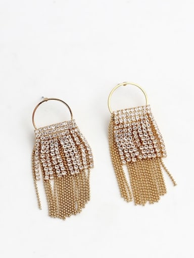 Copper Rhinestone Tassel Luxury Drop Trend Korean Fashion Earring
