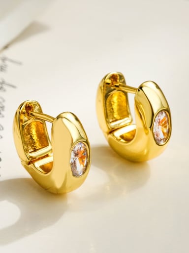 44052 Brass Cubic Zirconia Geometric Trend Stud Earring