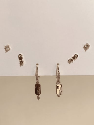 Brass Cubic Zirconia Trend  Letter Set Stud Earring