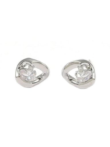 steel Brass Cubic Zirconia Geometric Minimalist Stud Earring