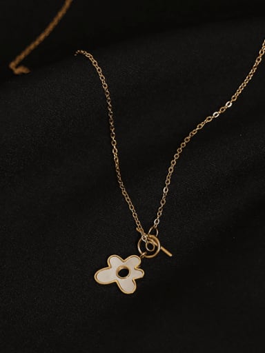 Brass Shell Flower Minimalist  pendant Necklace