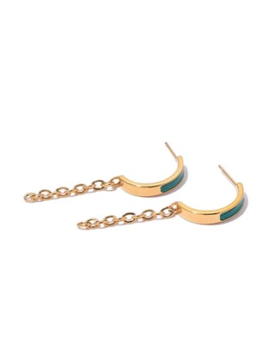 Malachite Earrings Brass Shell Tassel Hip Hop Drop Earring