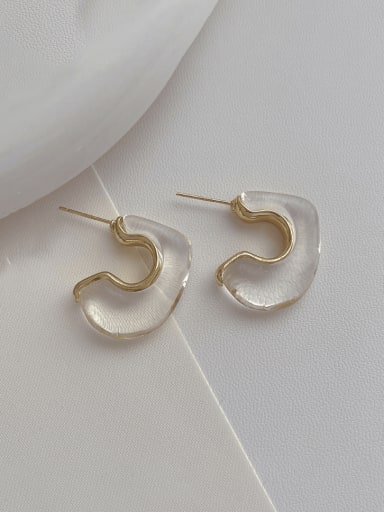 L 01 transparent Brass Acrylic Geometric Minimalist Stud Earring