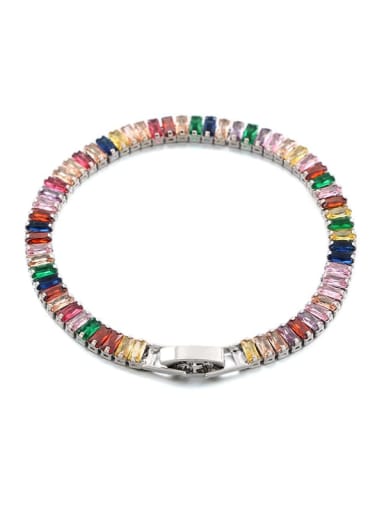 custom Brass Cubic Zirconia Multi Color Rainbow Minimalist Bracelet
