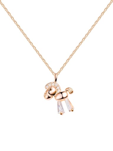 Rose gold x220 Brass Cubic Zirconia Horse Dainty Necklace
