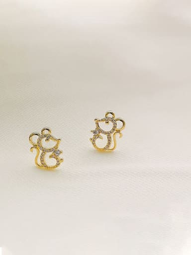 Brass Cubic Zirconia Mouse Cute Stud Trend Korean Fashion Earring