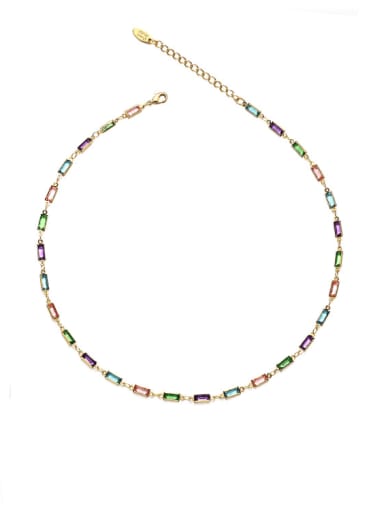 Gold necklace Brass Cubic Zirconia Geometric Minimalist Necklace