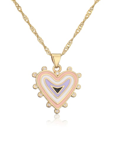 22110 Brass Enamel Geometric Hip Hop Heart Pendant Necklace
