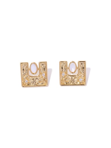 Brass Shell Geometric Vintage Stud Earring