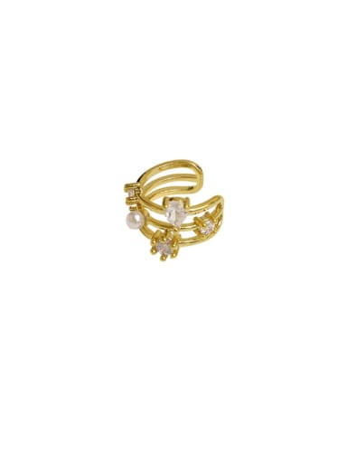 Brass Cubic Zirconia Irregular Vintage Clip Trend Korean Fashion Earring(single)