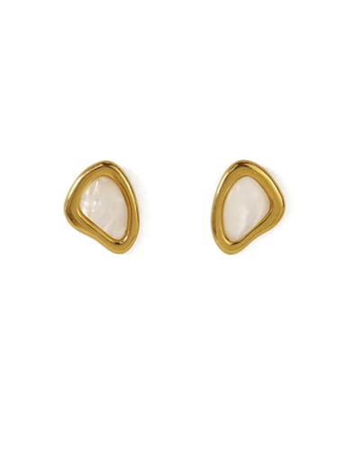 Brass Shell Geometric Minimalist Stud Earring