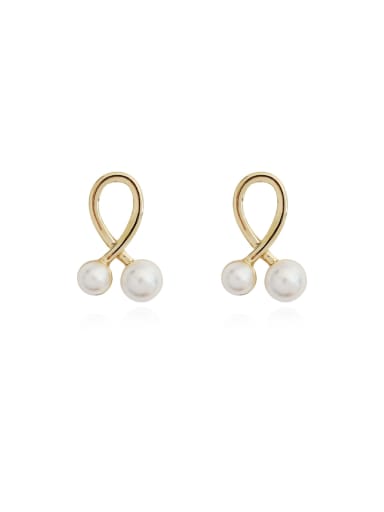 Copper cross imaging pearl geometric minimalist study Trend Korean Fashion Earring