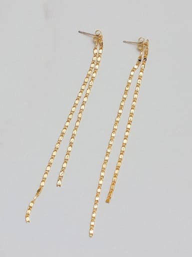 14K real gold Copper Tassel Minimalist Threader Trend Korean Fashion Earring