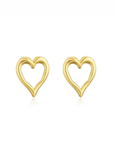 Brass Hollow Heart Minimalist Stud Earring