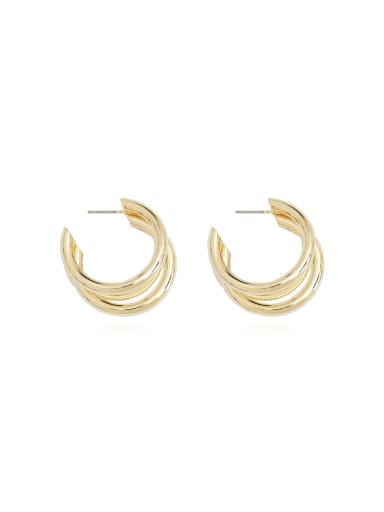 Copper Geometric Minimalist Hoop Trend Korean Fashion Earring
