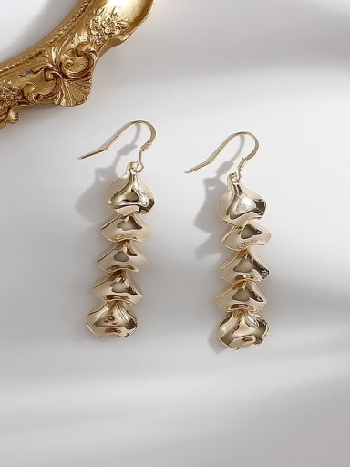 gold Copper  Exaggerated metal piece connecting Trend Korean Fashion Earrings Hook Trend Korean Fashion Earring