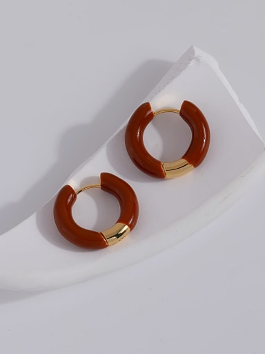 18k gold [coffee color] Brass Acrylic Round Trend Hoop Earring