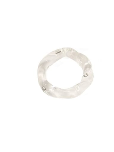 Transparent Glass White Round Minimalist Band Ring