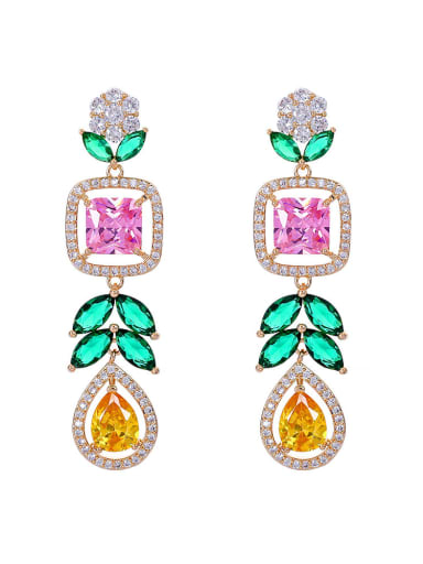 Seven colors Brass Cubic Zirconia Heart Luxury Drop Earring