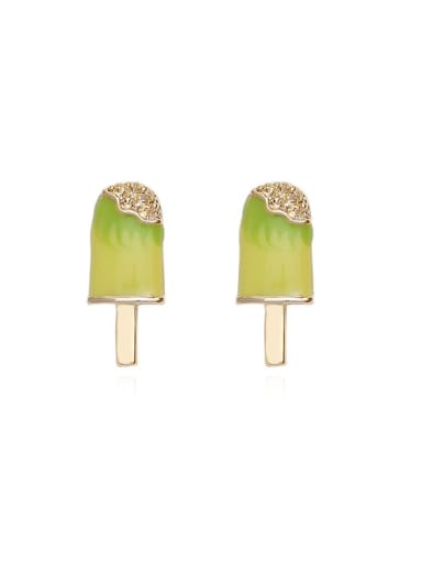 Copper Rhinestone Enamel  Minimalist ice cream Stud Trend Korean Fashion Earring