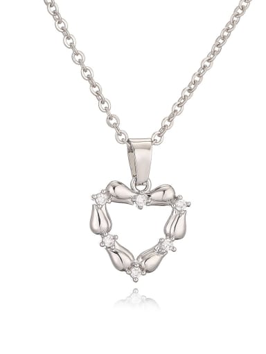 Brass Cubic Zirconia Heart Minimalist Necklace