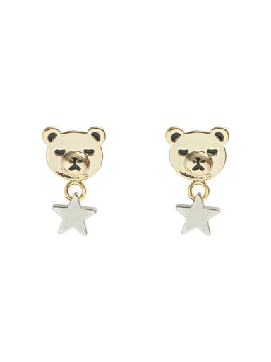 Copper Minimalist  Cute bear Stud Trend Korean Fashion Earring