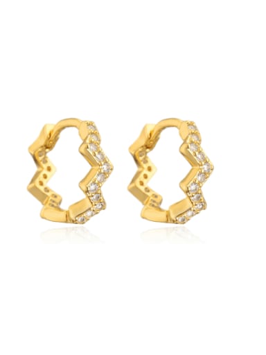 42152 Brass Cubic Zirconia Geometric Vintage Huggie Earring
