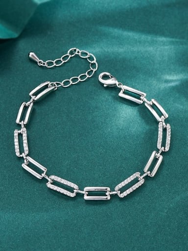 Steel color SL61037 Brass Cubic Zirconia Geometric Dainty Bracelet