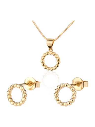 Brass Round Earring and Necklace Set