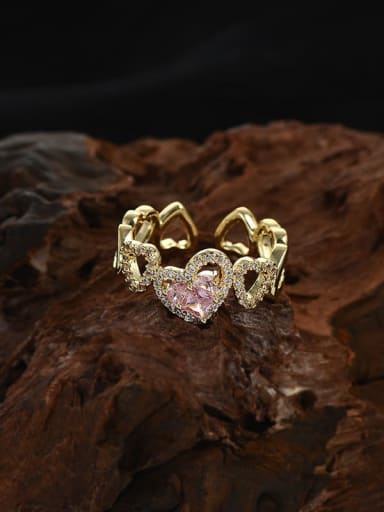 Gold powder jz61484 Brass Cubic Zirconia Heart Dainty Band Ring