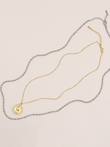 Brass Bead Geometric Vintage Multi Strand Trend Korean Fashion Necklace
