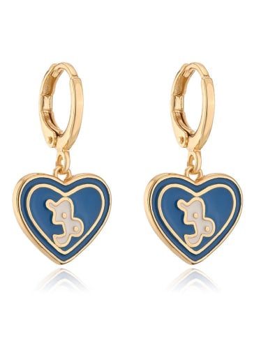 Brass Enamel Heart Vintage constellation Huggie Earring