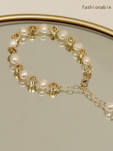 Brass Imitation Pearl Geometric Minimalist Bracelet