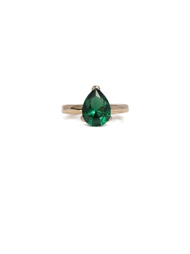 Emerald zircon (Single) Brass Cubic Zirconia Water Drop Minimalist Single Earring
