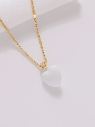 14k Gold (white) Brass Enamel Heart Minimalist Necklace