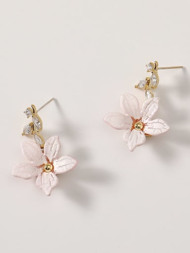 Brass Enamel Flower Cute Drop Trend Korean Fashion Earring