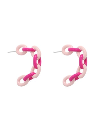 Pink style Brass Enamel C Shape Cute Stud Earring