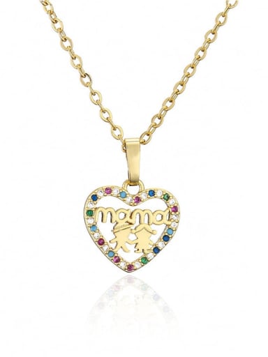 20725 Brass Cubic Zirconia Letter Minimalist Heart Pendant Necklace