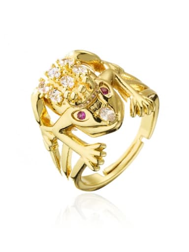 11163 Brass Cubic Zirconia Animal Frog Vintage Band Ring