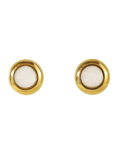 Brass Shell Round Minimalist Stud Earring