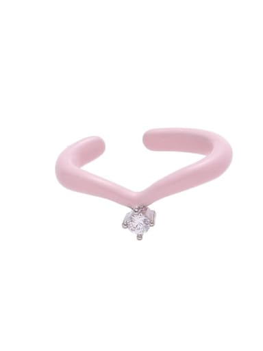 Option 2, pink, sold only Brass Cubic Zirconia Multi Color Enamel Bowknot Minimalist Single Ear clip