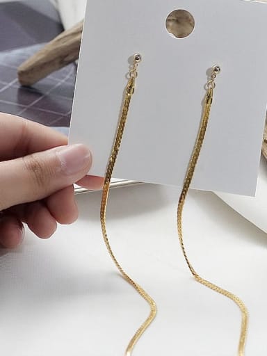 14K gold Copper Tassel Minimalist Threader Trend Korean Fashion Earring