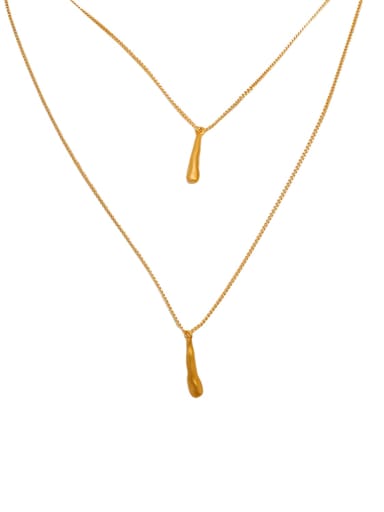 Brass Water Drop Minimalist Multi Strand Necklace