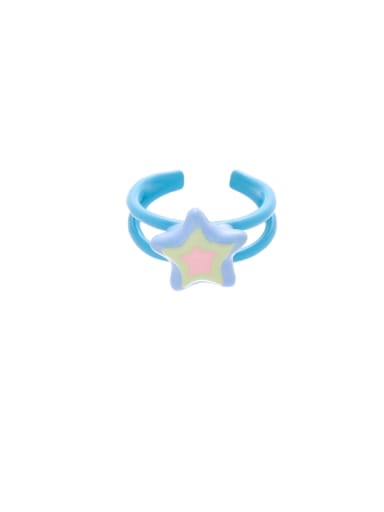 Option 2 Brass Enamel Multi Color Star Cute Band Ring