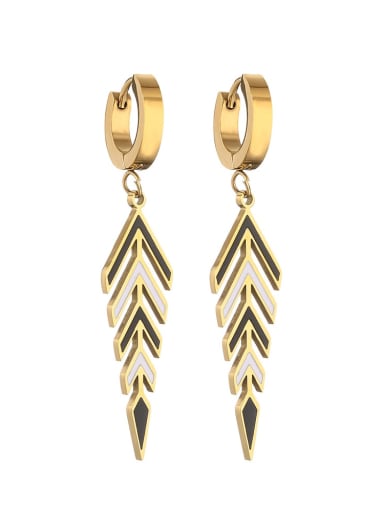Brass Cubic Zirconia Feather Trend Stud Earring