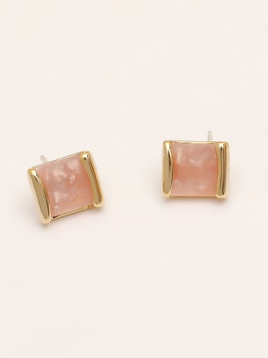 Brass Glass Stone Geometric Minimalist Stud Trend Korean Fashion Earring