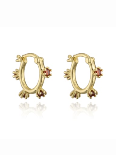 41222 Brass Rhinestone Geometric Vintage Huggie Earring