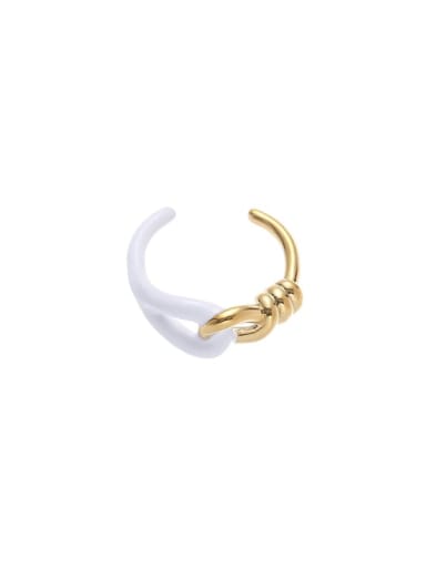 White Dropping Oil Ring Brass Enamel Knot Minimalist Band Ring